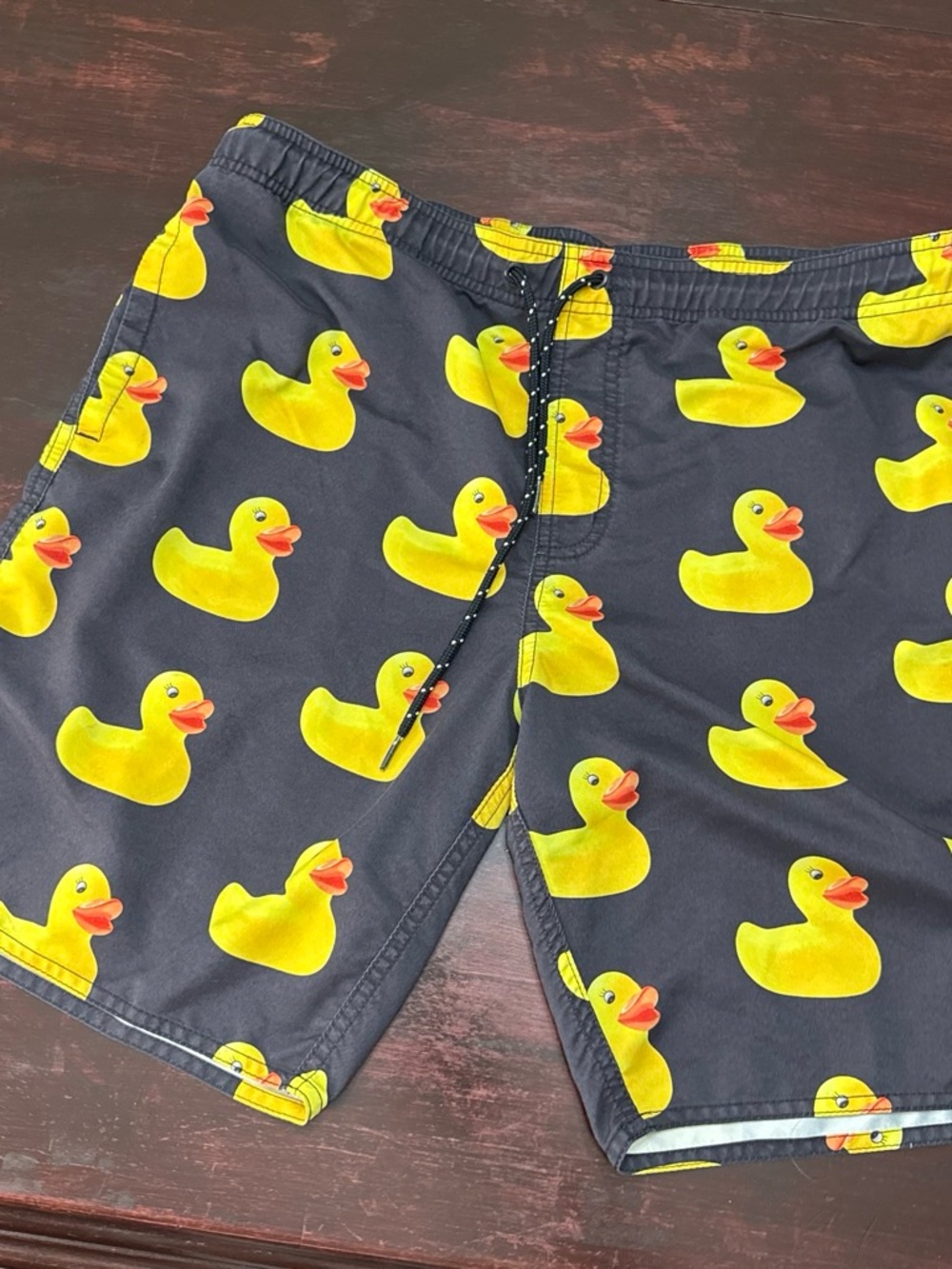 Neff Black Swim Trunks with Yellow & Orange Duck Accents